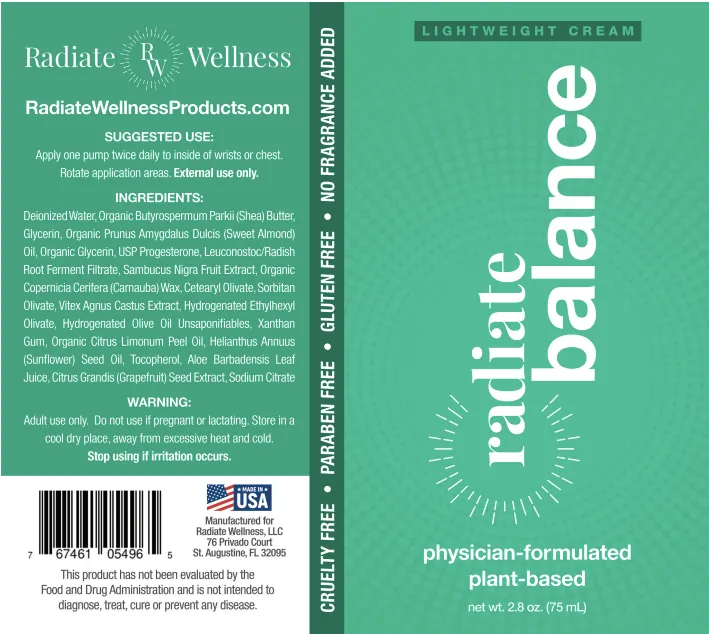 Radiate Balance- Natural Progesterone Cream