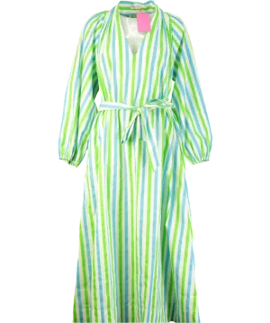 Rhode Resort Blue / Green Stripe Rio Maxi Dress UK M