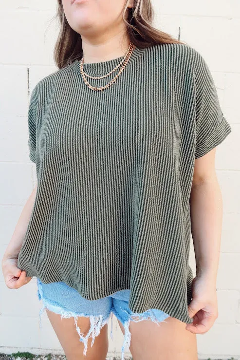 Ribbed Short Sleeve Top