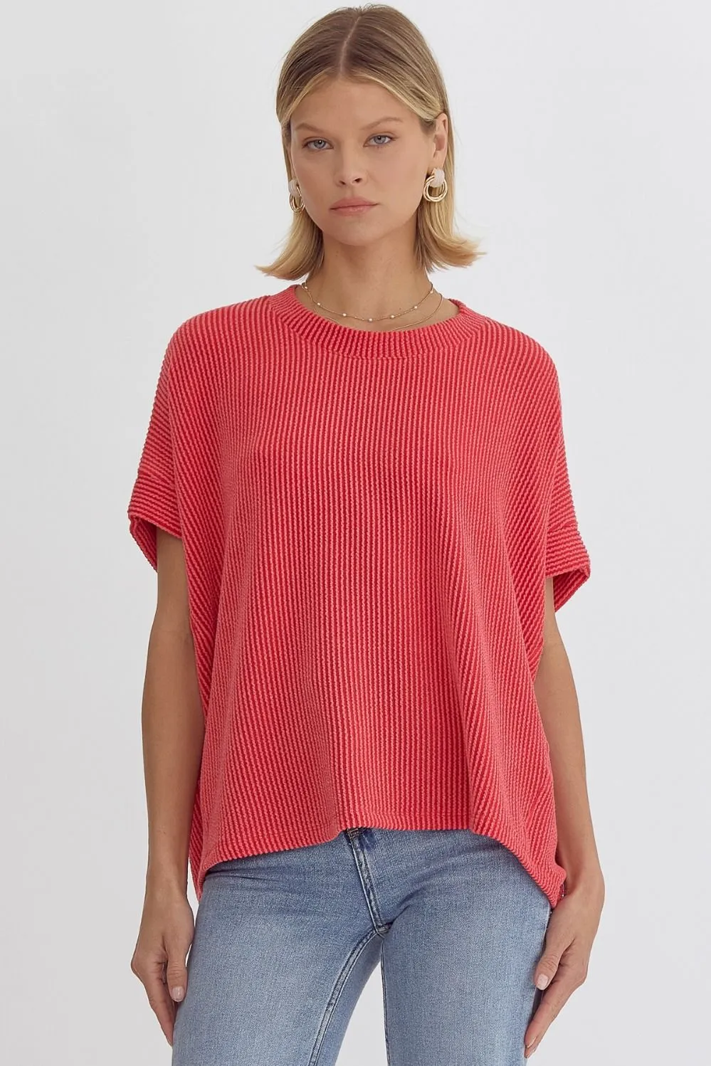Ribbed Short Sleeve Top