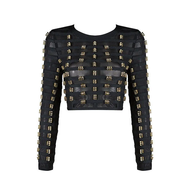 Rings Crop Bandage Top (Black)