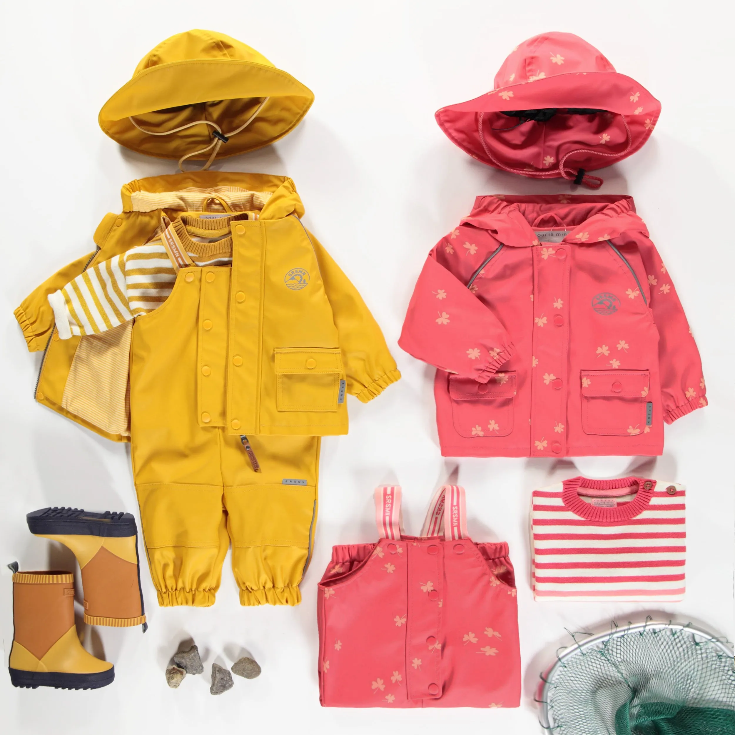 Salopette de pluie jaune en polyuréthane, bébé || Yellow polyurethane rain overalls, baby