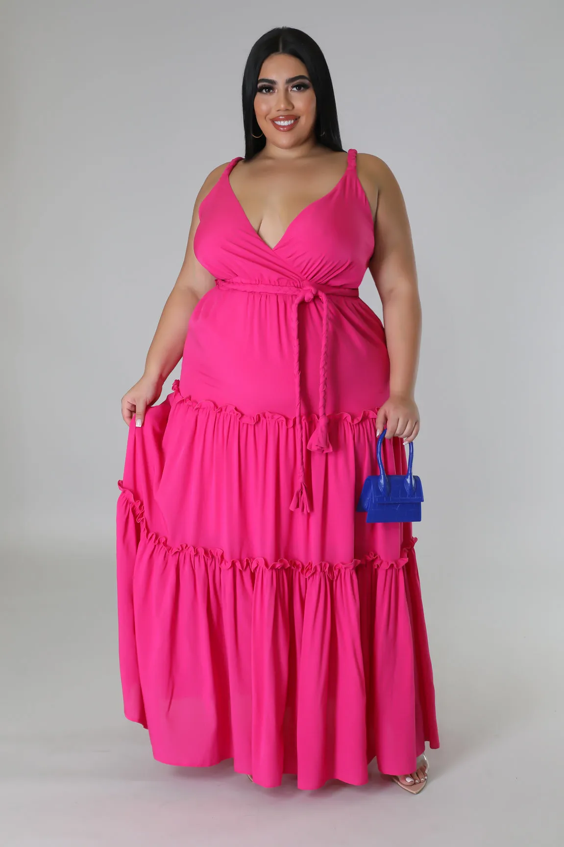 Show off Strappy Tie Waist Dress - (PLUS SIZE ONLY)