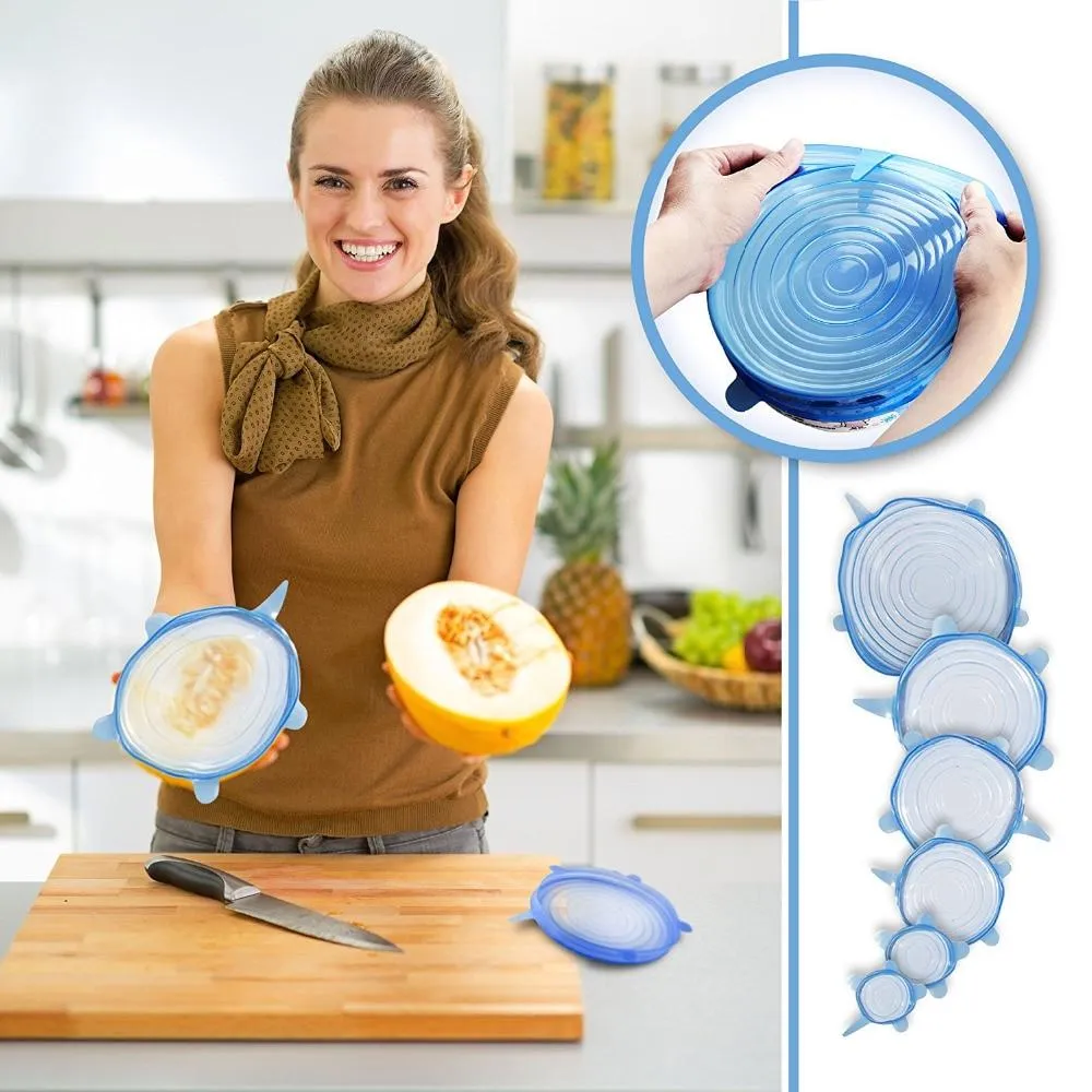 Silicone Insta Lids, Durable Reusable Food Save Cover 6 pcs Set