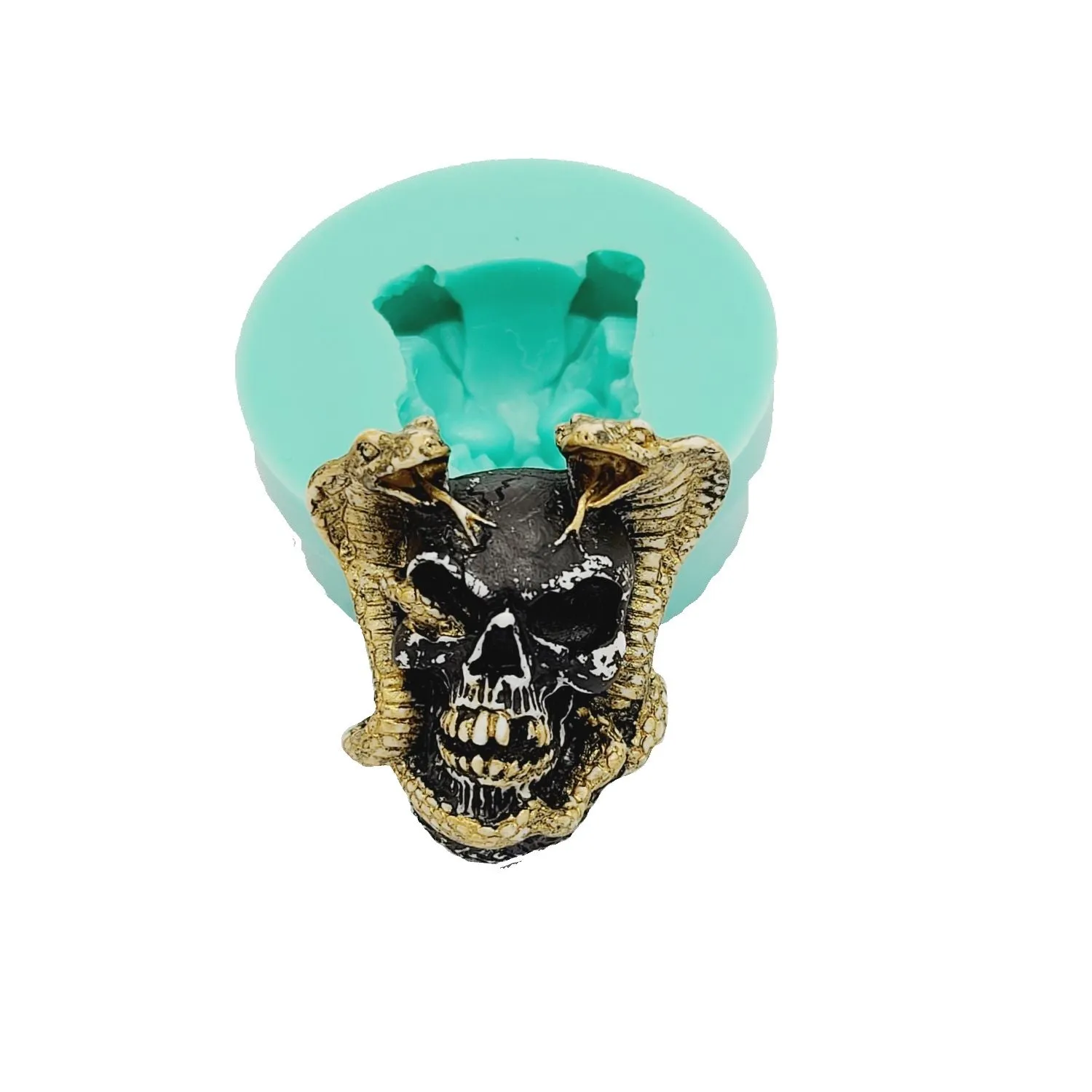 Silicone Mold Snakes on Devil Skull Jewelry, Resin, Polymer Clay.