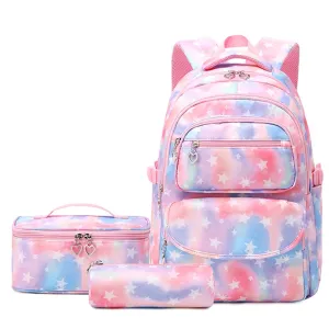 Star Printing Backpack Set Bookbag Kit for Primary/Middle School Durable Daypack