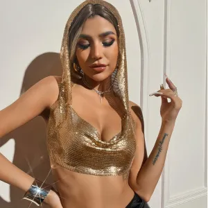 Streetwear Metal Sequins Women Tank Top