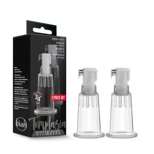 Temptasia – Nipple Pumping Cylinders – Set of 2  (0.75 Inch Diameter) - Clear