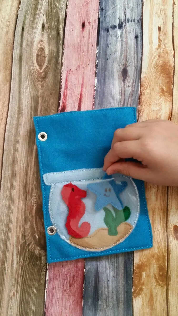 Toddler quiet book page - Build Your Own Felt Quiet Book - fish bowl - aquarium - busy book page - Activity book page - fish bowl - learning