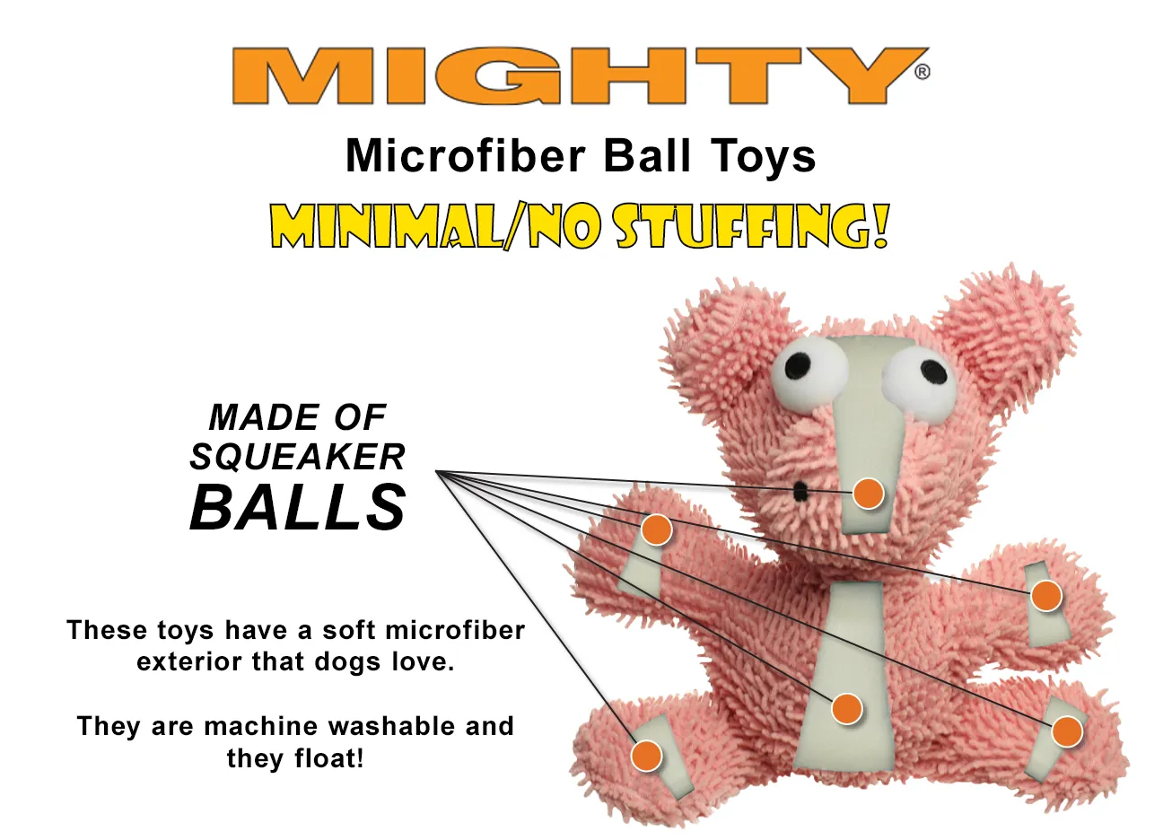 Tuffy Dog Toys - VIP Products - Mighty Jr Microfiber Ball Monkey, Durable, Squeaky Dog Toy