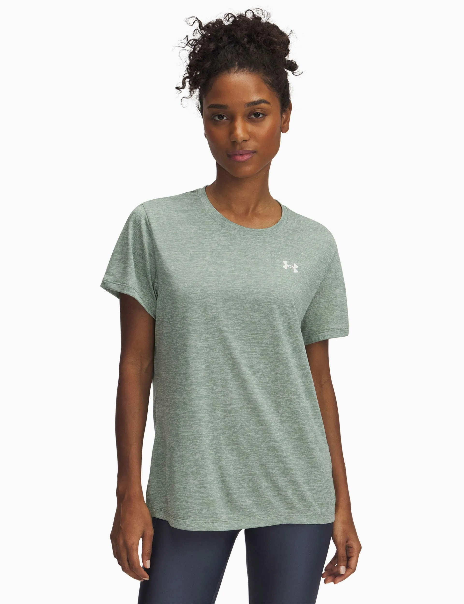 UA Tech Twist Short Sleeve - Silica Green/White