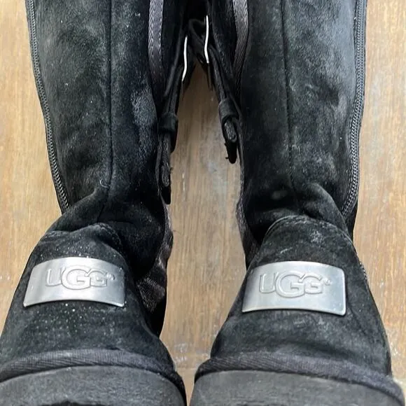 UGG Australia Retro Cargo Shearling Boot Women size 6 Black