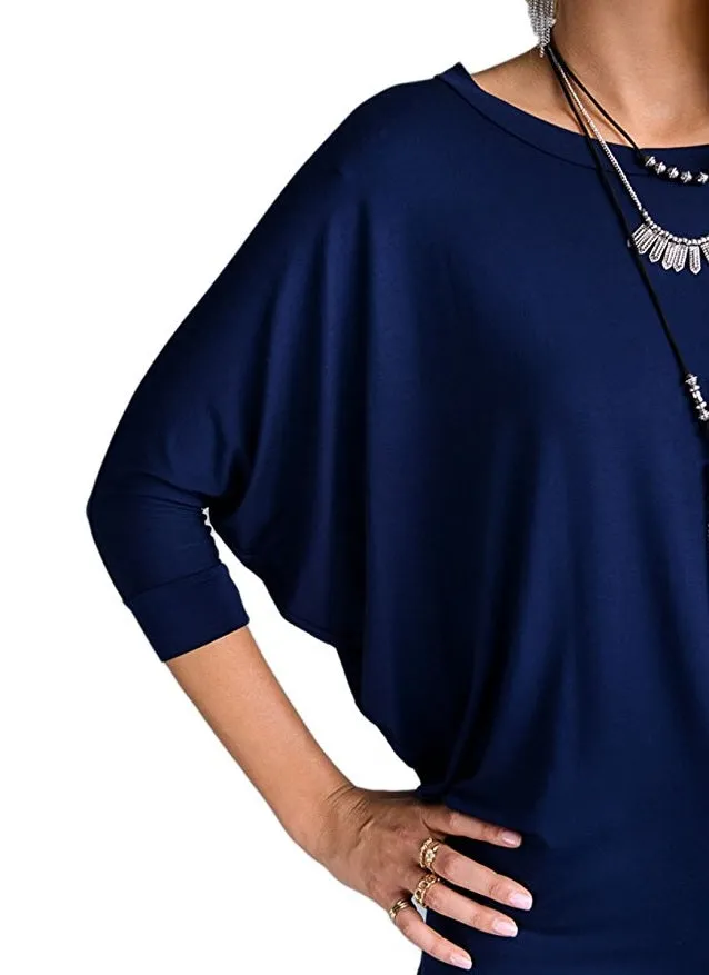Vanilla Bay | Dolman 3/4 Sleeve Top Navy