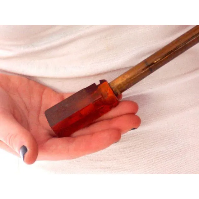 Vintage Plaid  Umbrella Parasol w/Amber Lucite Handle 1940s Cherry!