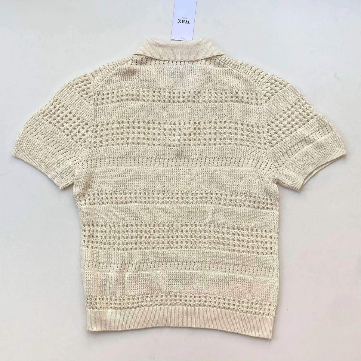Wax London Siena Ecru Pointelle Knitted Polo