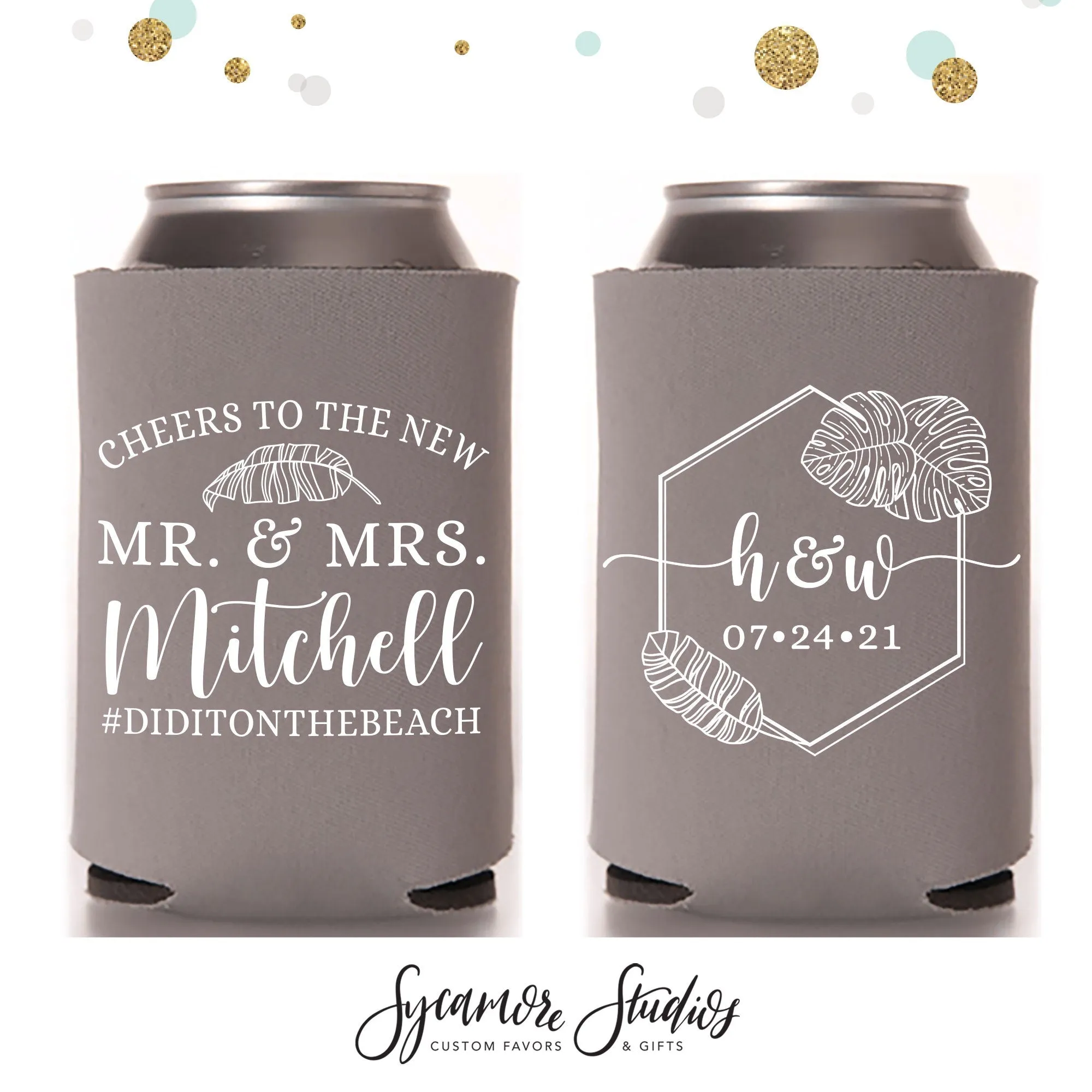 Wedding Can Cooler & Cup Package #167 - Cheers to The Mr and Mrs