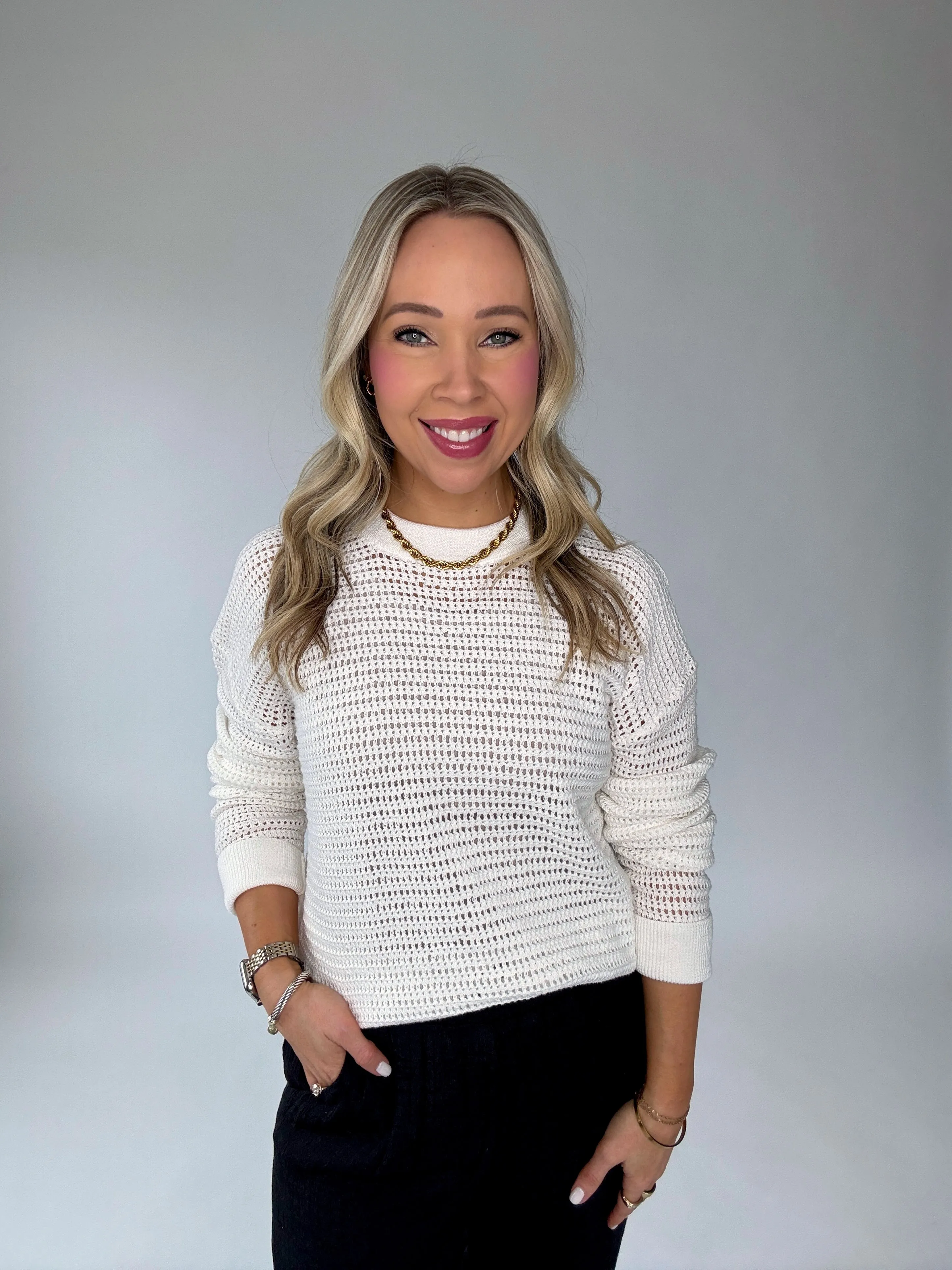 White Sands Crochet Pullover