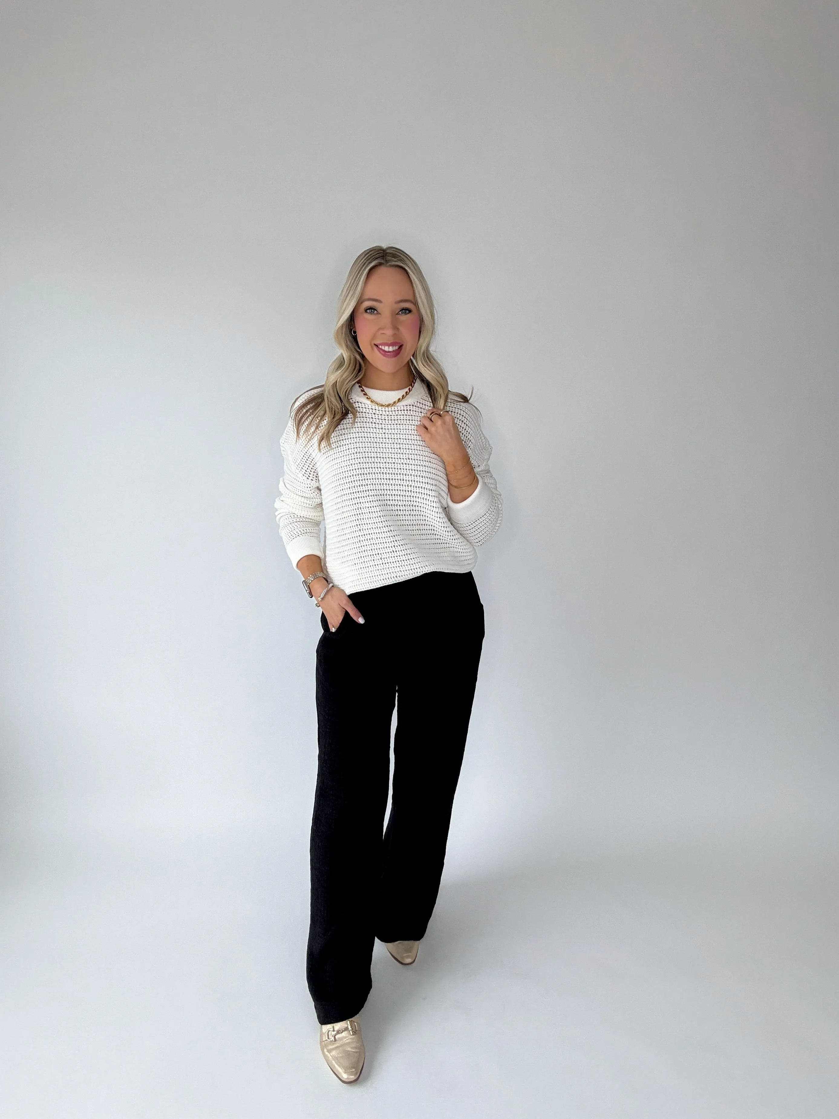 White Sands Crochet Pullover