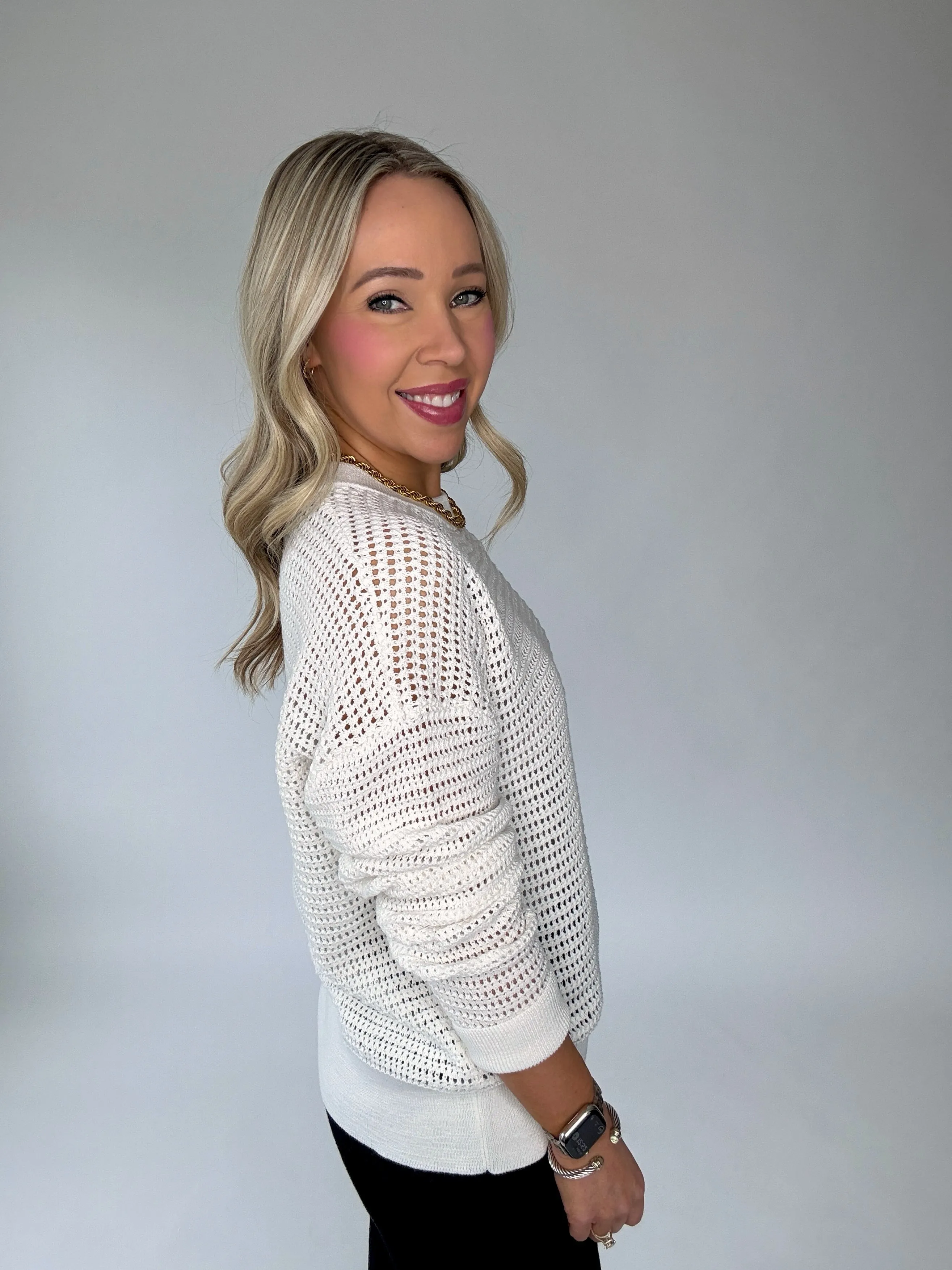 White Sands Crochet Pullover