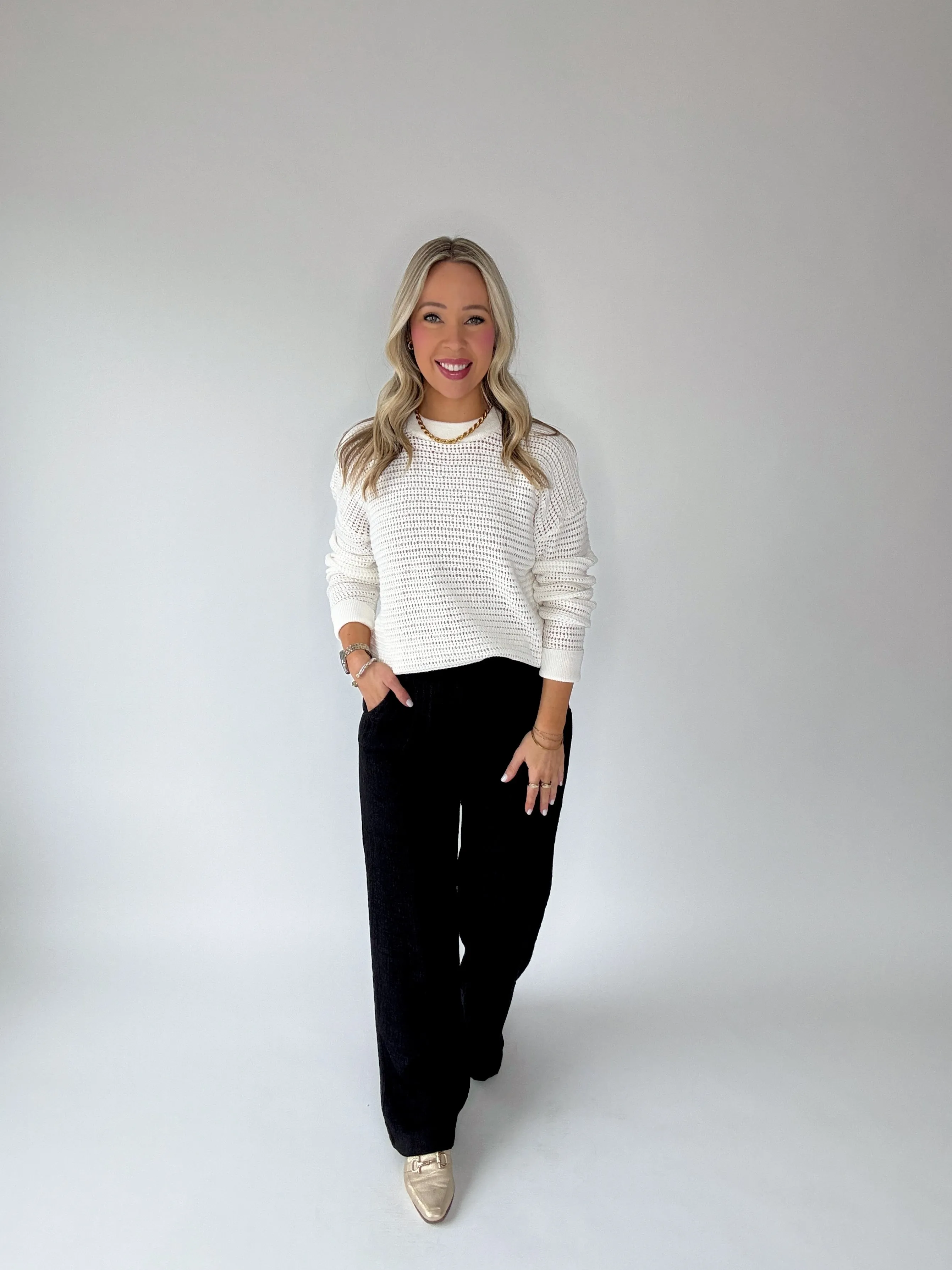 White Sands Crochet Pullover