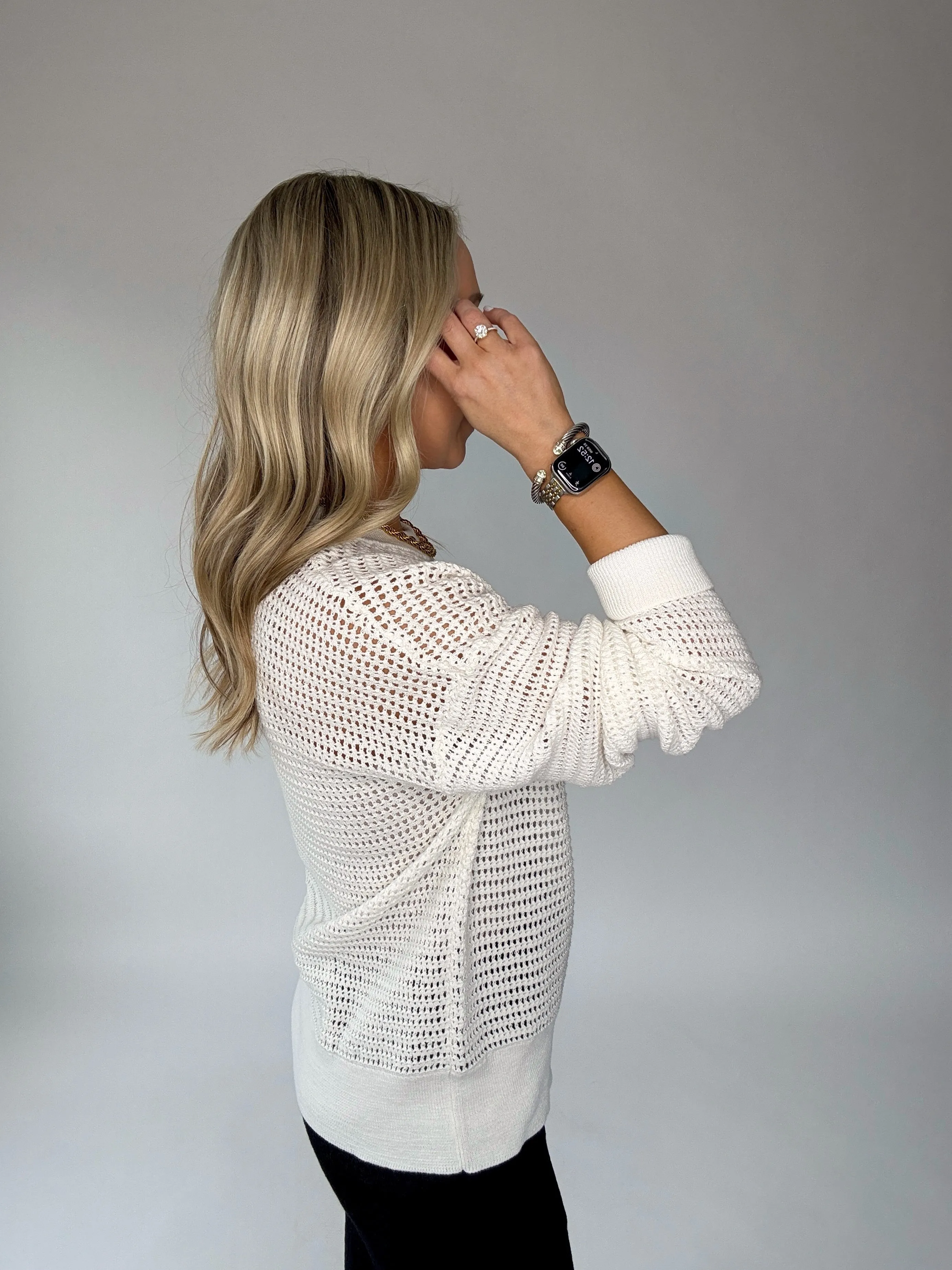 White Sands Crochet Pullover