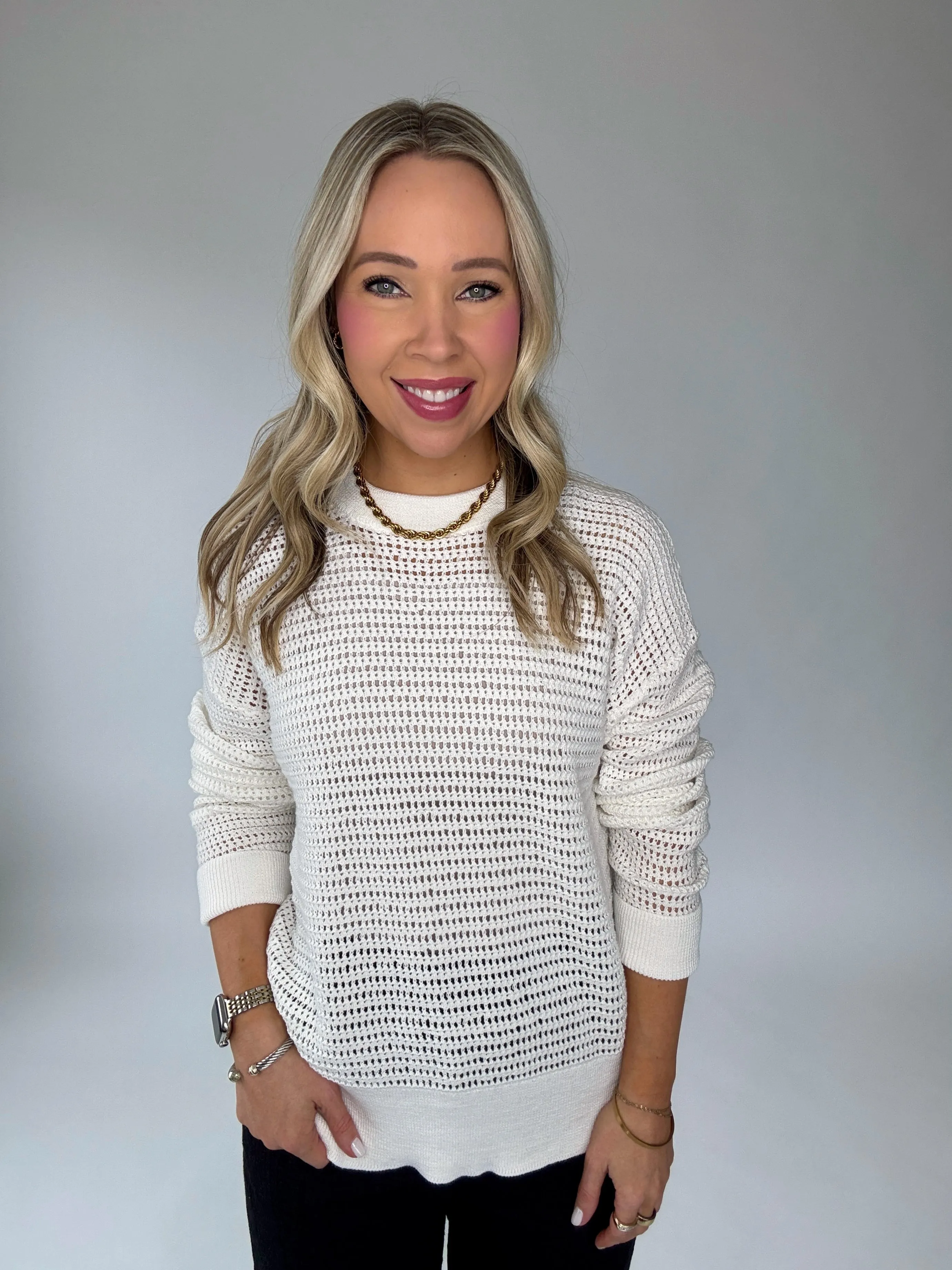 White Sands Crochet Pullover
