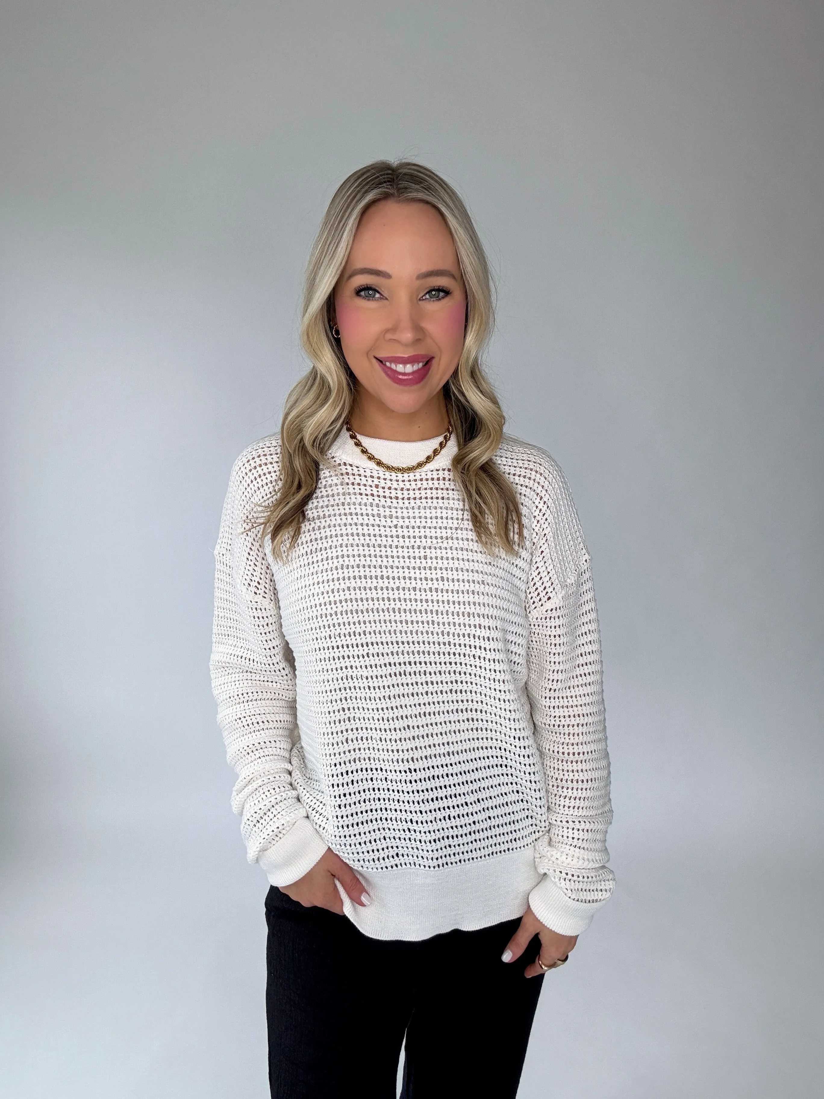 White Sands Crochet Pullover