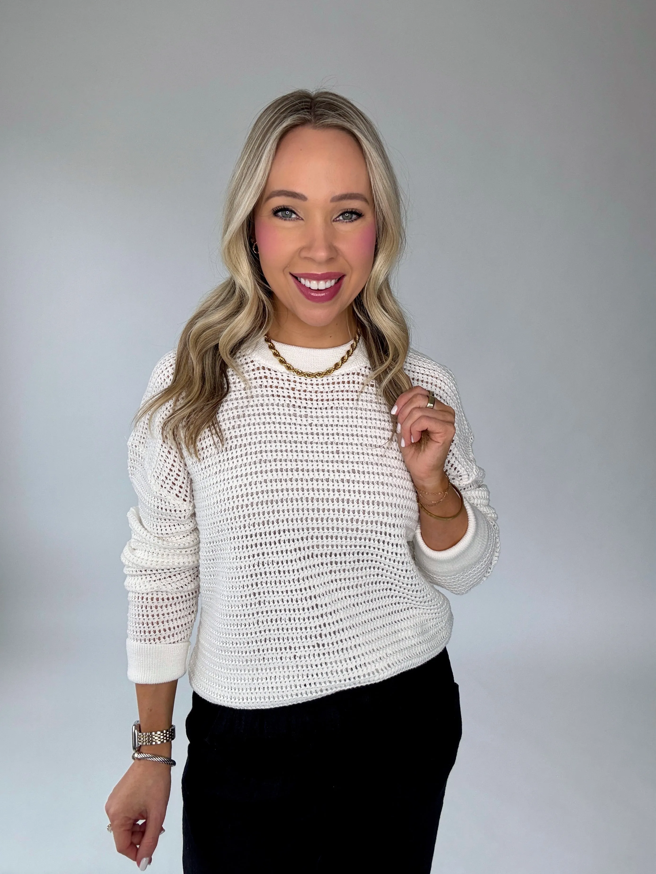 White Sands Crochet Pullover
